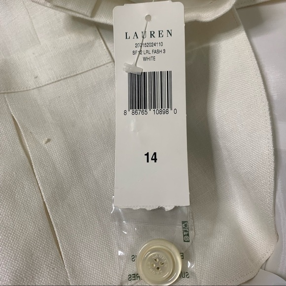 Lauren Ralph Lauren 100% Linen White Blazer New With Tags Size 14 - Picture 7 of 14